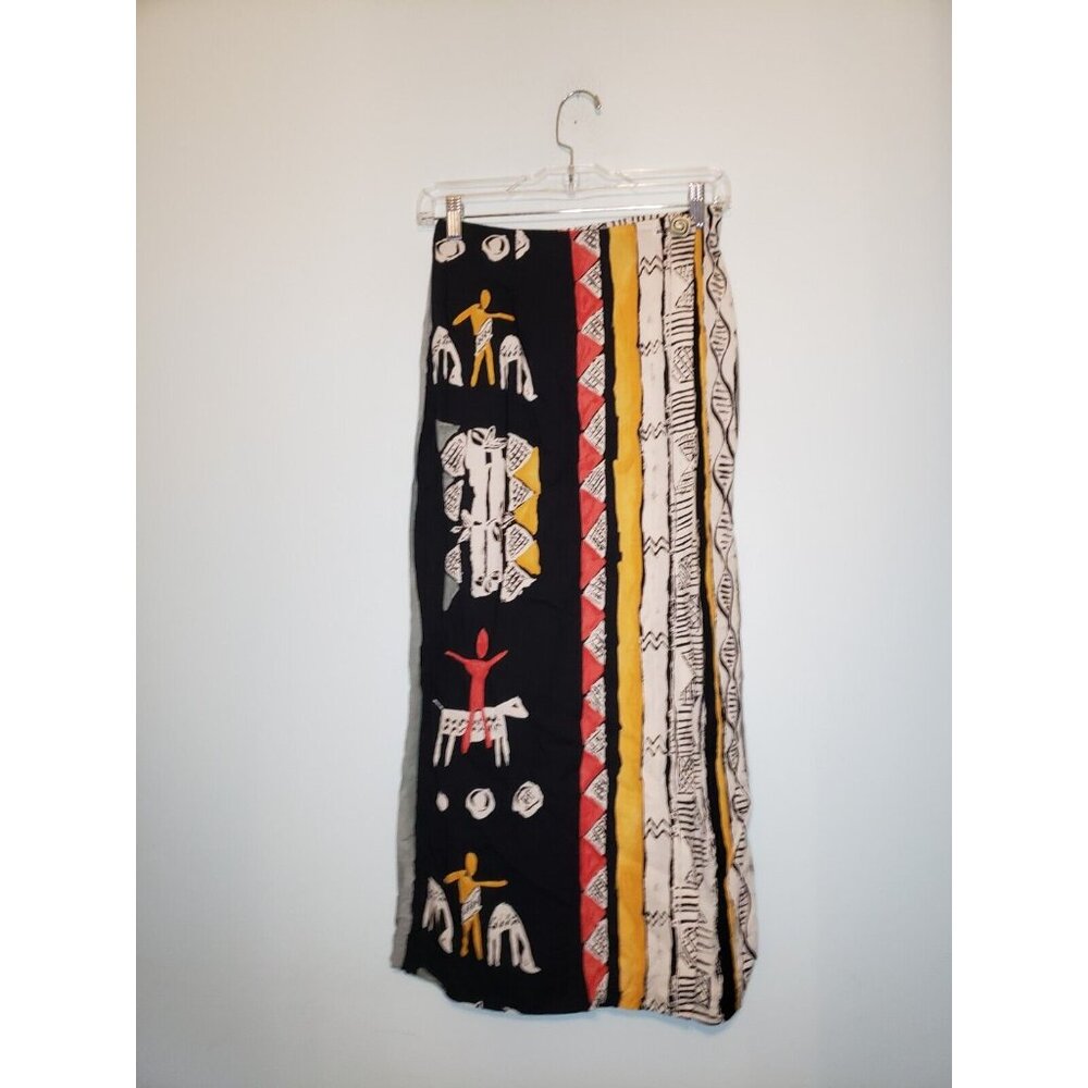 Solitaire Women's Outfit Set Button Front Blouse 8 Wrap Skirt 6 African Tribal - Picture 4 of 6